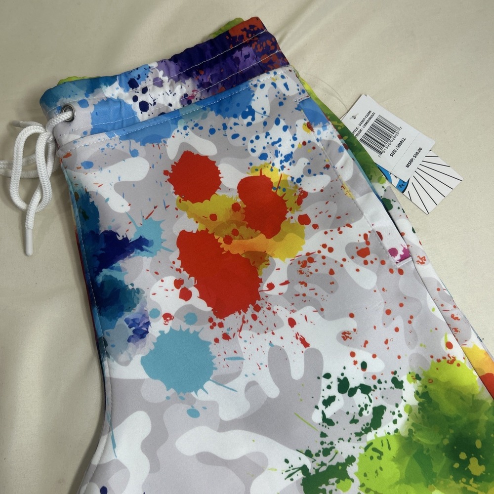 NWT Fresh Prints of Bel-Air Men's Splat Multicolor Drawstring Shorts Small $58.